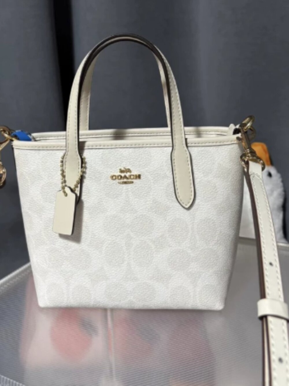 Coach White Signature Tote Bag Shoulder Handbag Pre-Owned
